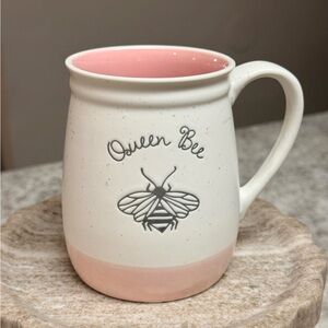 Queen Bee Pink and White Ceramic Mug